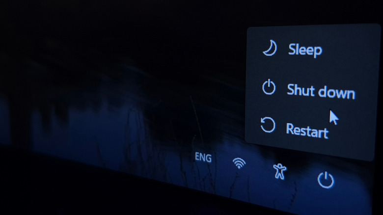 A close up shot of the Windows power options