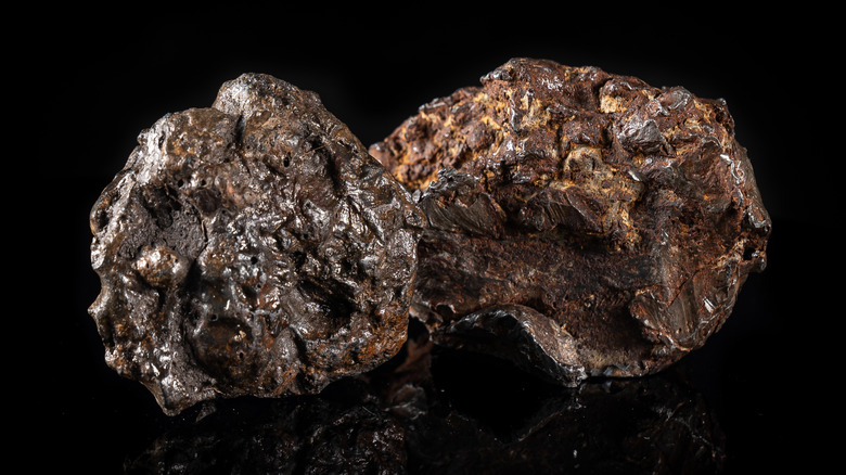 Chondrite meteorite black background