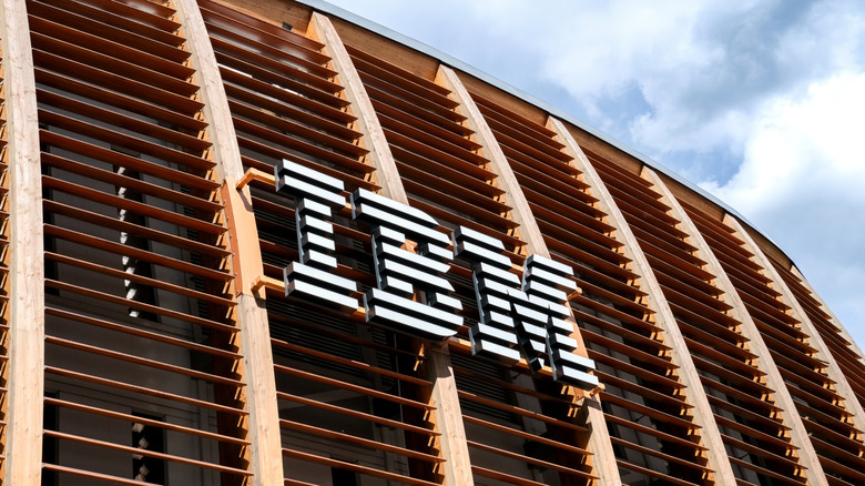 The IBM logo on a building
