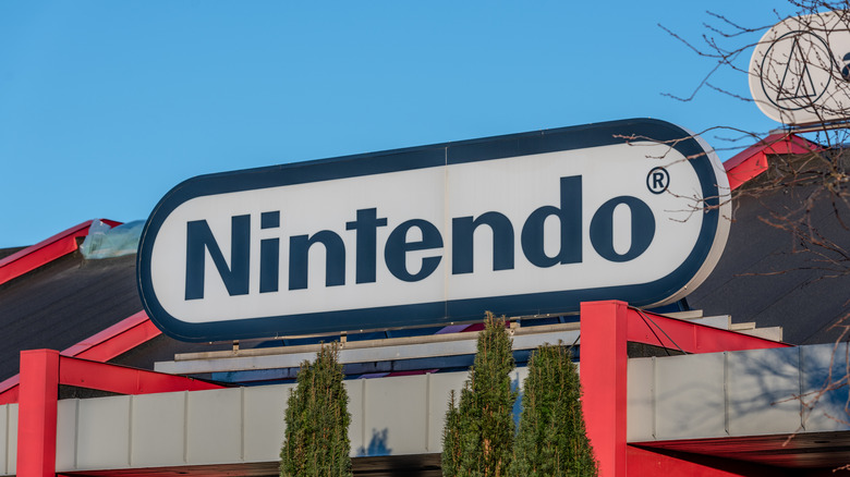 The Nintendo logo on a building
