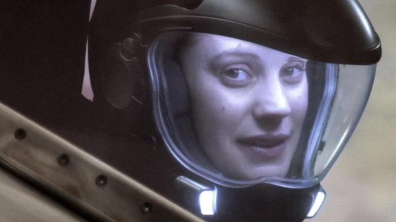 Katee Sackhoff as Starbuck sat in a cockpit in Battlestar Galactica