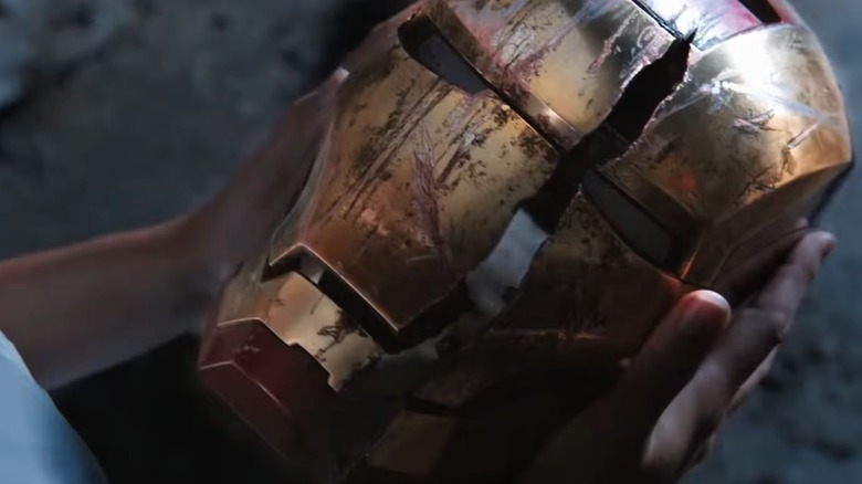 Iron Man's damaged armor mask in the first "Iron Man 3" trailer.