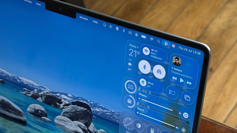 Close-up shot of a MacBook Pro Display highlighting the Control Center