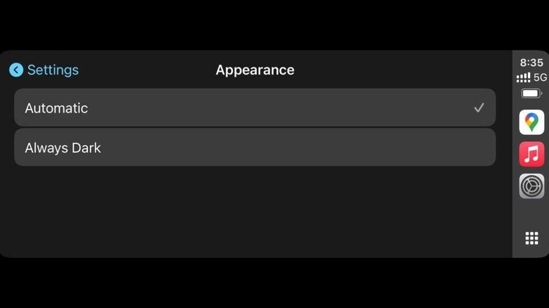 Changing display modes on CarPlay