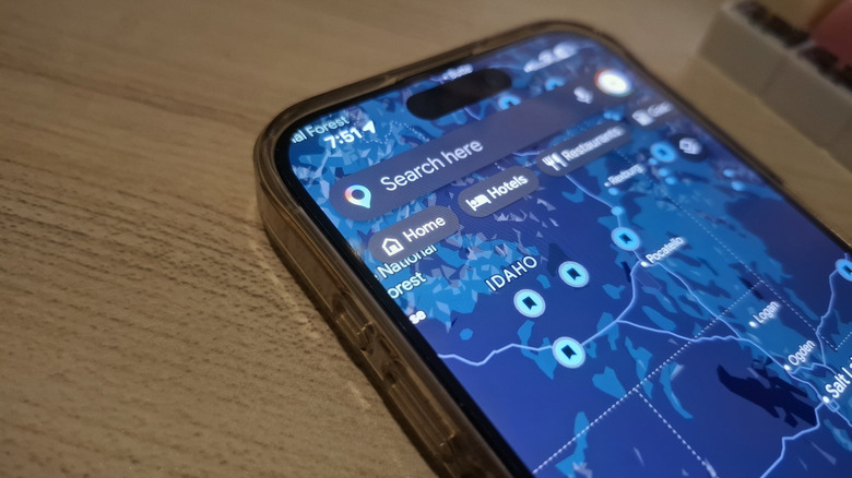 iPhone showing Google Maps with Home button for home address