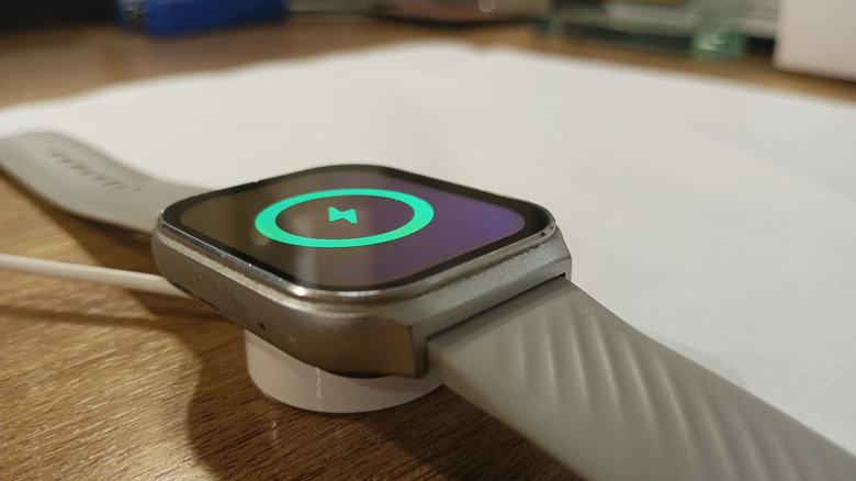 An Apple Watch on charge