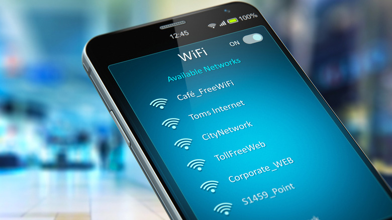 A list of open Wi-Fi networks on a smartphone.