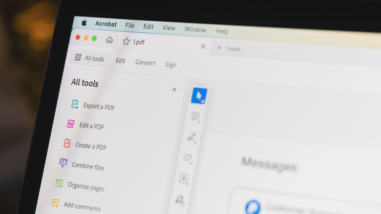 Adobe Acrobat software open on an Apple computer