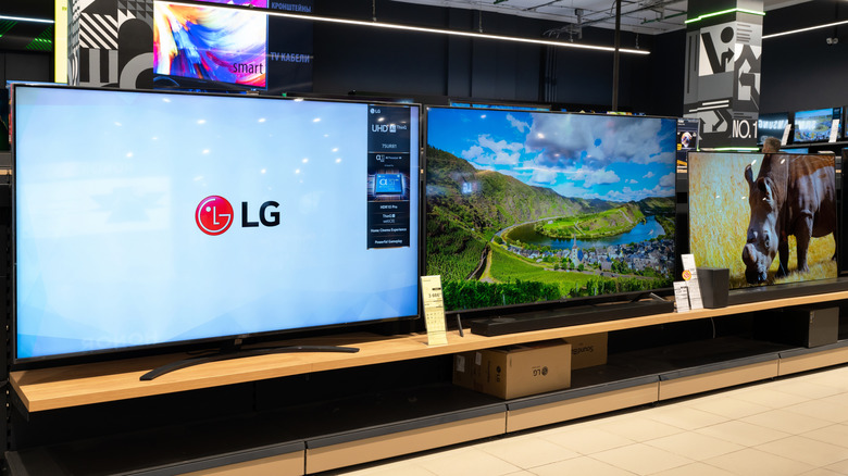LG TVs on display in a showroom