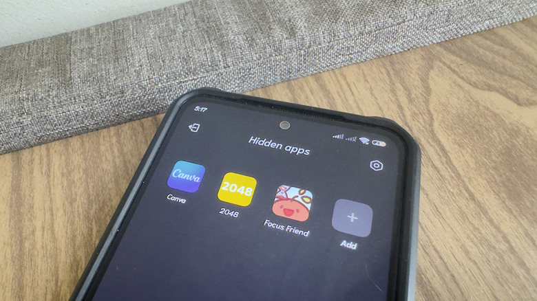 Android phone showing hidden apps panel