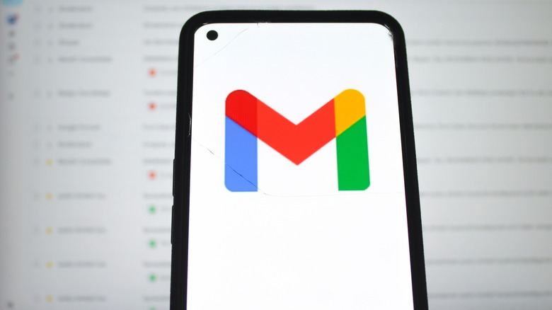 an Android with the Gmail symbol on it with an inbox backdrop