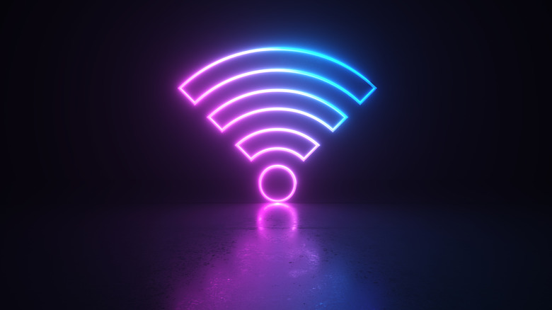 an internet Wi-Fi icon in neon colors