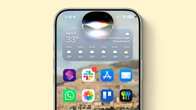 iPhone mockup with the new Siri AI UI