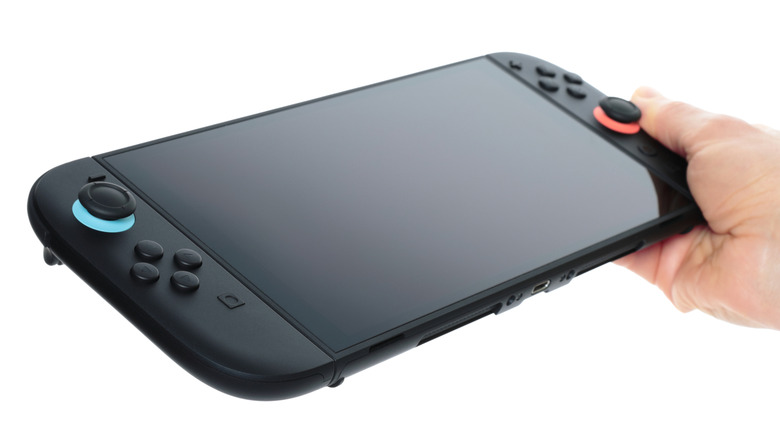 Nintendo Switch 2 in handheld mode on a white background