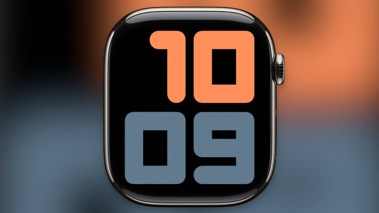 Using a simple time watch face on Apple Watch.