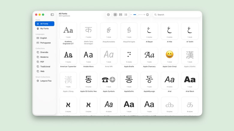 Apple's Font Book app in macOS Tahoe