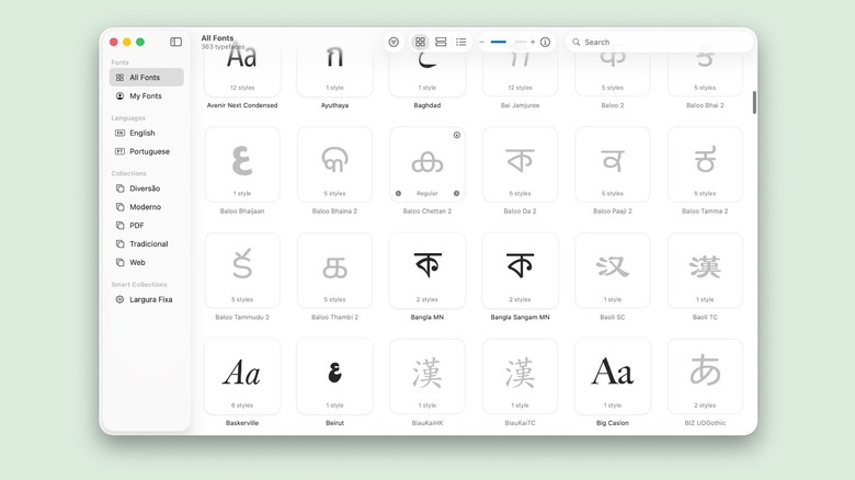 Apple's Font Book app in macOS Tahoe when trying to download a new font