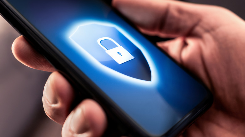a smartphone screen with a lock icon on it