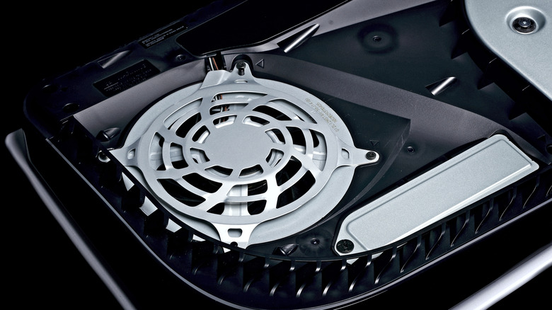 A closeup of a PS5 fan