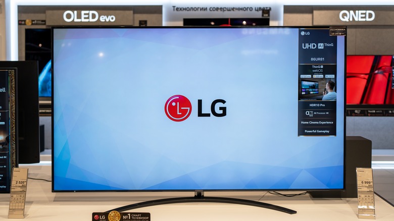 An LG TV on display in a store