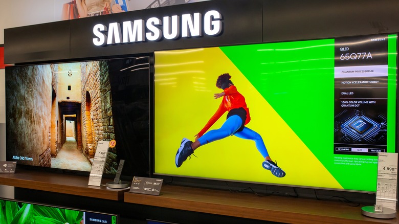 Samsung TVs on display in a store