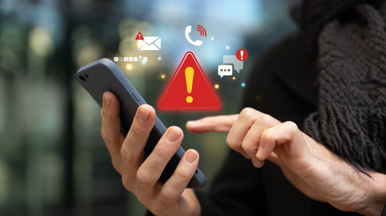 A concept of a smartphone user accessing suspicious content.