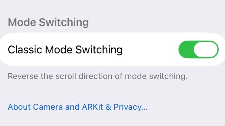 The new Classic Mode Switching setting in iOS 26 beta 5.