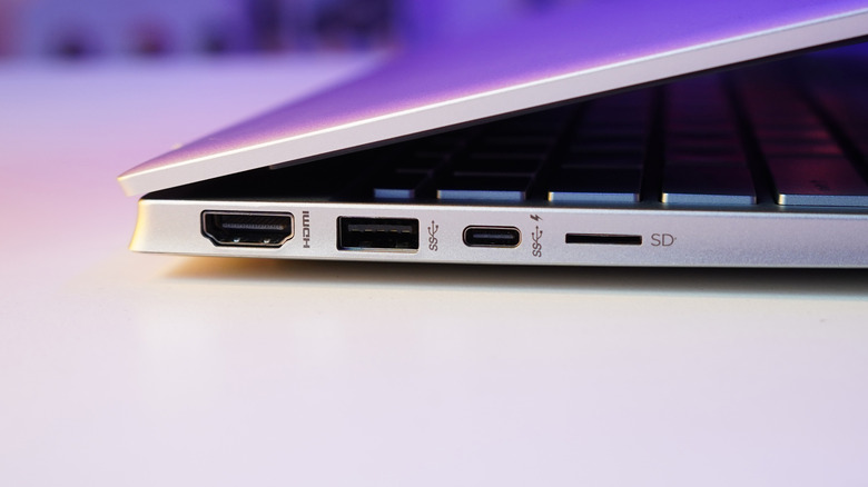 USB and other ports on a laptop