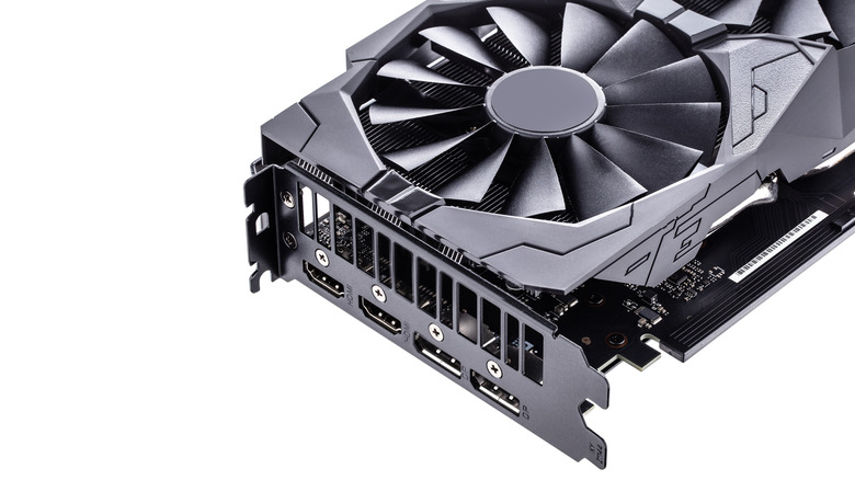 Video Graphics card with powerful GPU isolated on white background