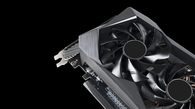 A photograph of a graphics card on a black background.
