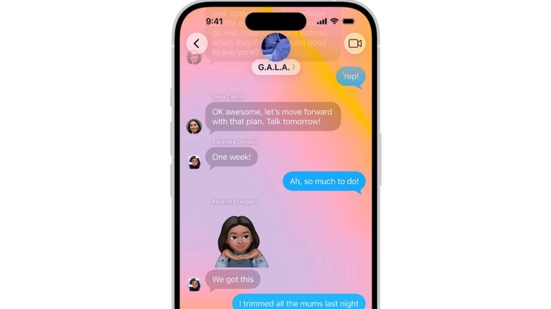iPhone with background set in Messages app