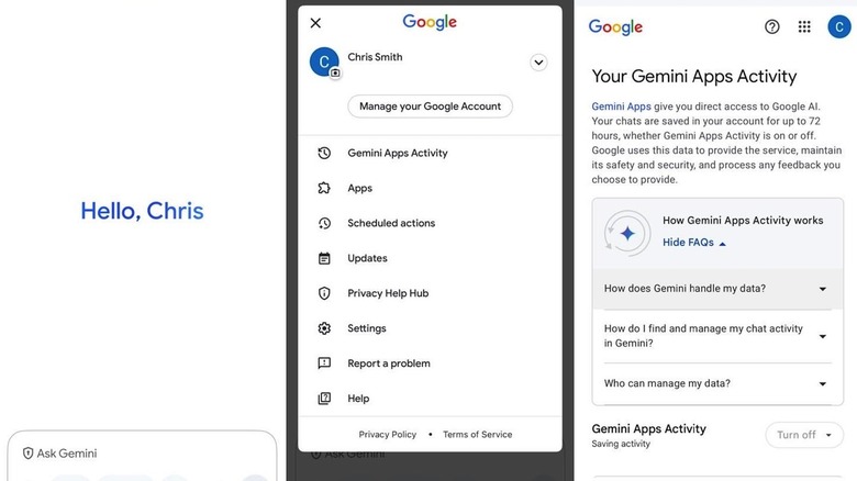 Desactivar la actividad de las aplicaciones Gemini en iPhone para la cuenta de espacio de trabajo