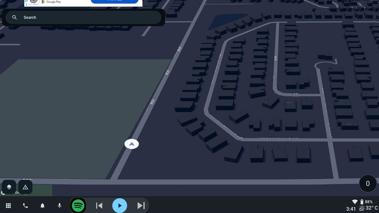 AutoZen map navigation view on dashboard for Android tablet.
