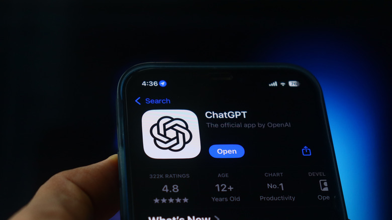 A photo of the ChatGPT App in the Apple App store on an iPhone.