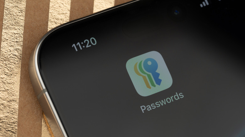 The Apple Passwords app icon on an iPhone