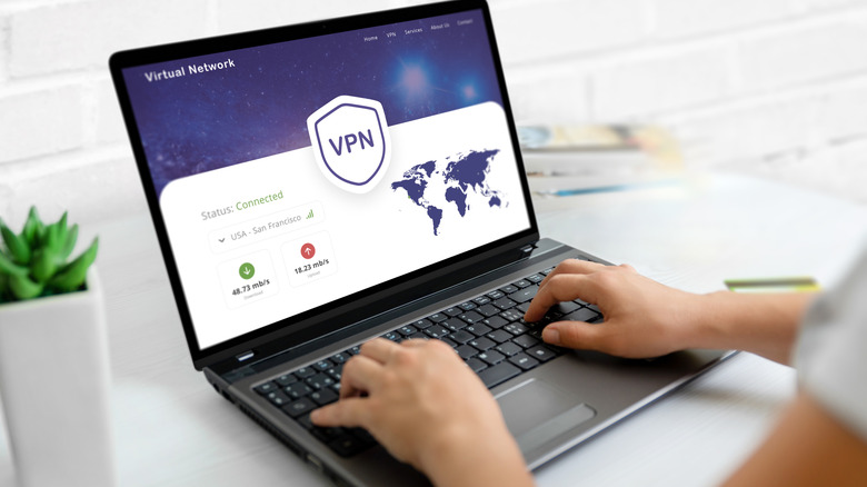 VPN software on a laptop screen.