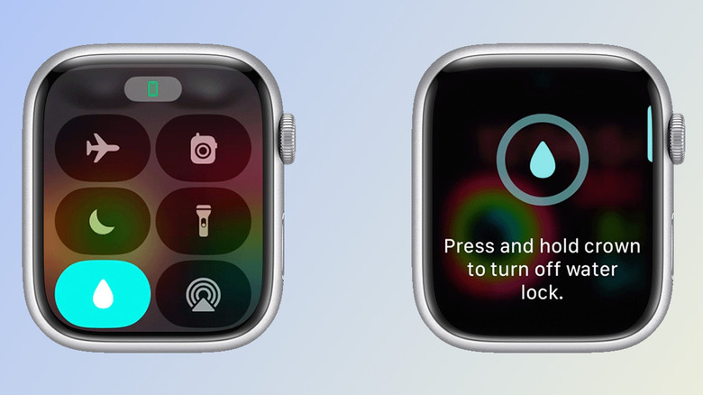 Apple Watch models showing the Water Lock feature