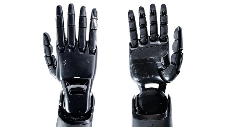 Figure 02 humanoid robotic hands on white background