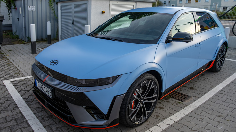 Hyundai Ioniq 5 N custom design with wheels and brakes visible.