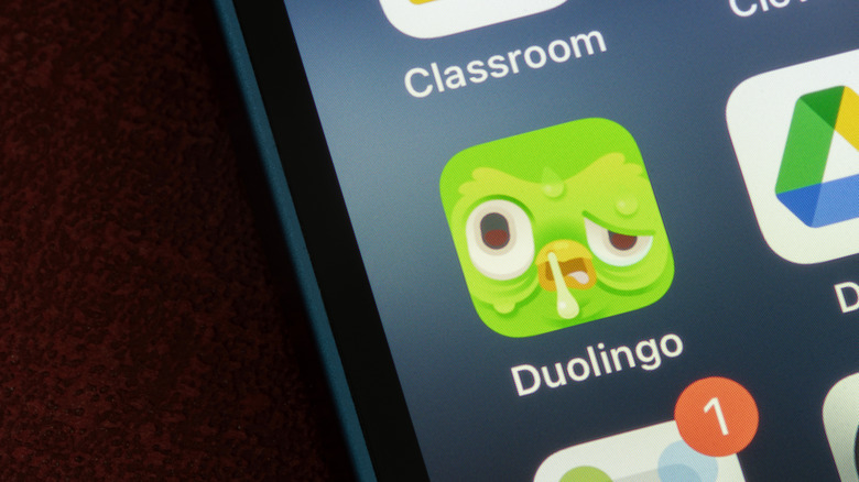 the Duolingo app on a phone