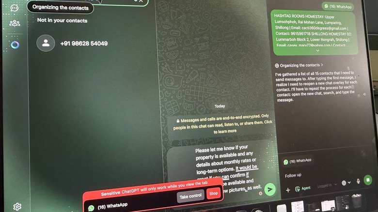 Agent mode active in ChatGPT Atlas