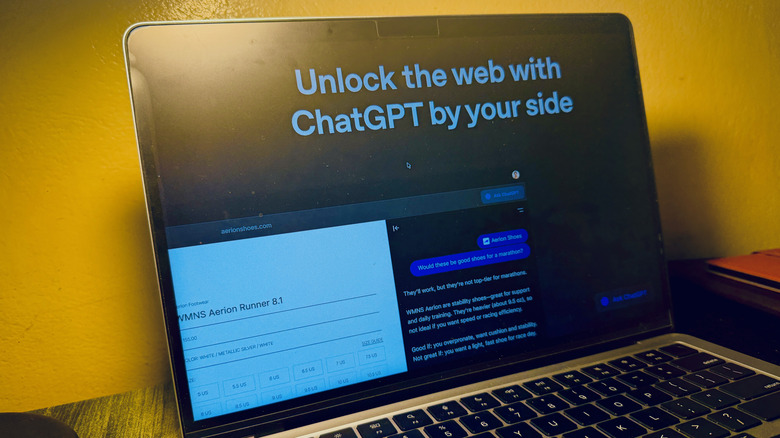 ChatGPT Atlas browser on MacBook Air.