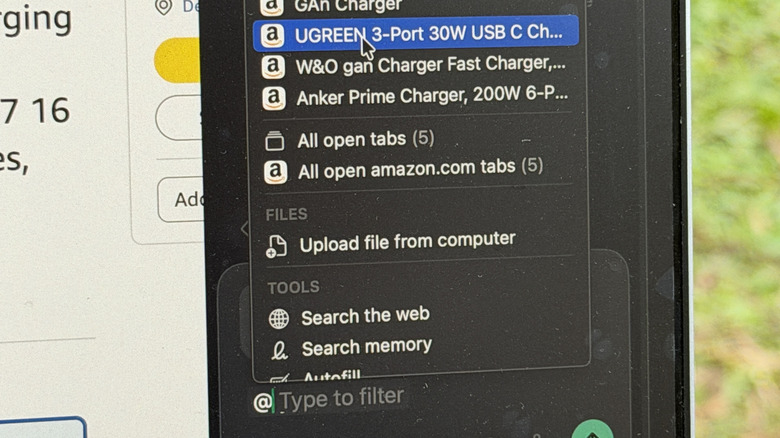 Tab action in Dia browser.