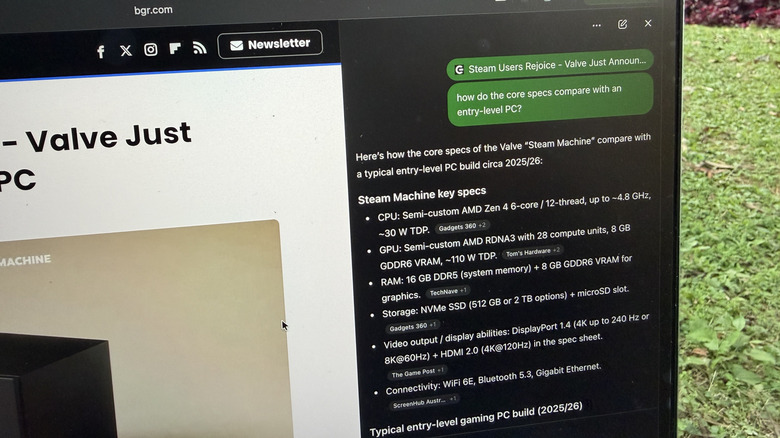 Side panel query in ChatGPT Atlas.