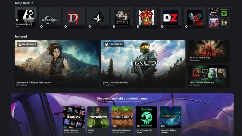 Screenshot of Xbox Mode dashboard on boot.