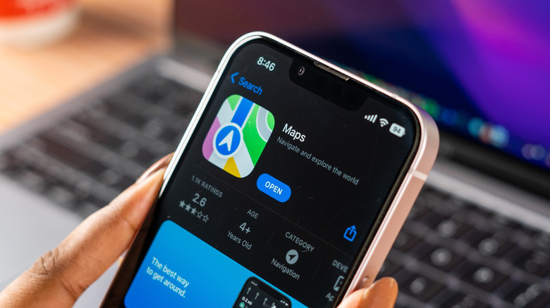 Apple maps on phone screen