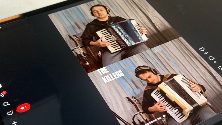 Instagram app on the iPad in the Reels page