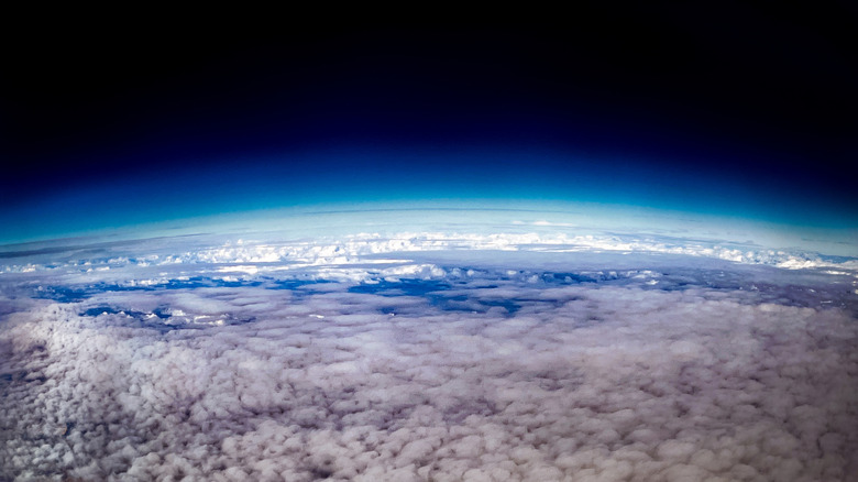 Aerial view of the Earth showing clouds