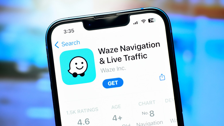 Waze app displayed on smartphone app store