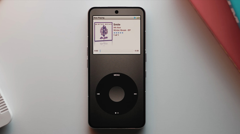 An Android phone displaying the ClassiPod application playing "Smile" by 4th Ave